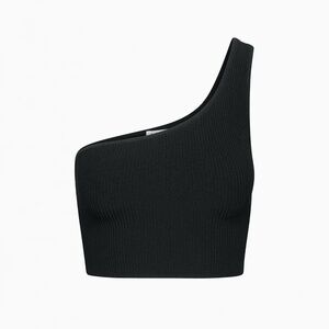 Aritzia Babatón Sculpt Knit One-shoulder Cropped Tank Black